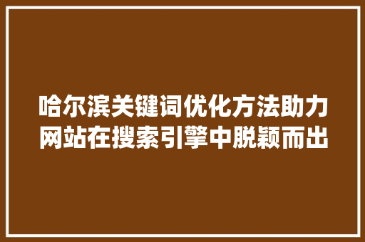 哈尔滨关键词优化方法助力网站在搜索引擎中脱颖而出_哈尔滨关键词优化方法