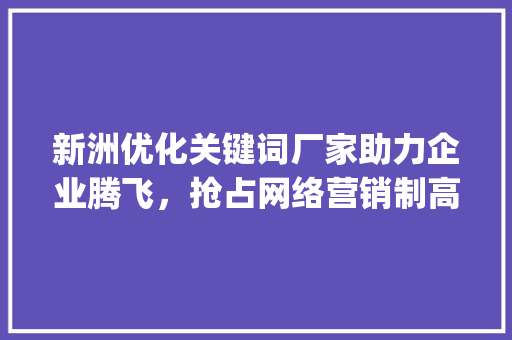 新洲优化关键词厂家助力企业腾飞，抢占网络营销制高点_新洲优化关键词厂家  第1张