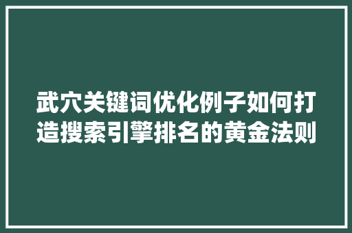 武穴关键词优化例子如何打造搜索引擎排名的黄金法则_武穴关键词优化例子