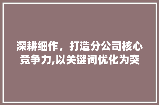深耕细作，打造分公司核心竞争力,以关键词优化为突破口_分公司关键词优化