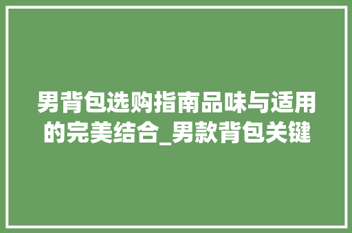 男背包选购指南品味与适用的完美结合_男款背包关键词优化