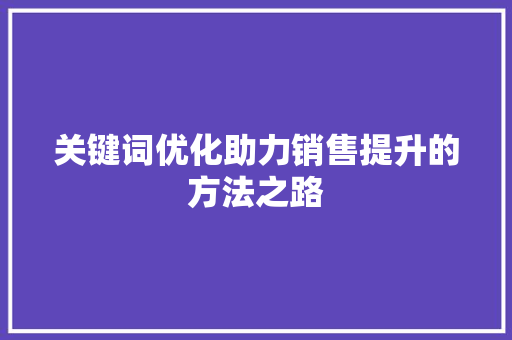 关键词优化助力销售提升的方法之路  第1张