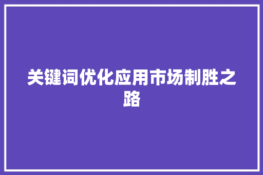 关键词优化应用市场制胜之路