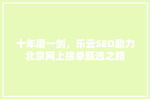 十年磨一剑，乐云SEO助力北京网上接单甄选之路