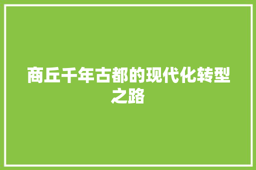 商丘千年古都的现代化转型之路