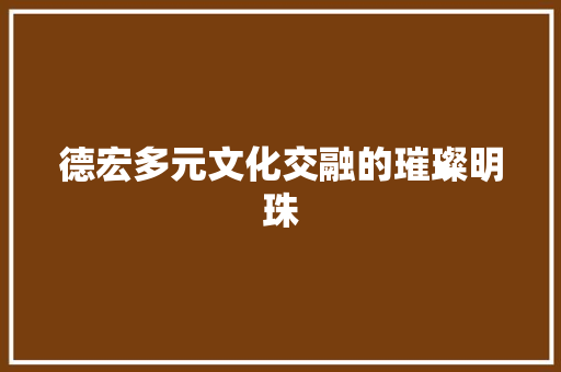 德宏多元文化交融的璀璨明珠