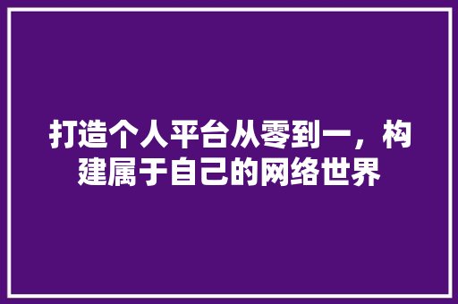打造个人平台从零到一，构建属于自己的网络世界