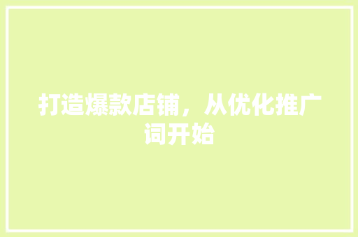 打造爆款店铺，从优化推广词开始