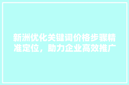 新洲优化关键词价格步骤精准定位，助力企业高效推广