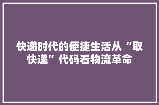 快递时代的便捷生活从“取快递”代码看物流革命