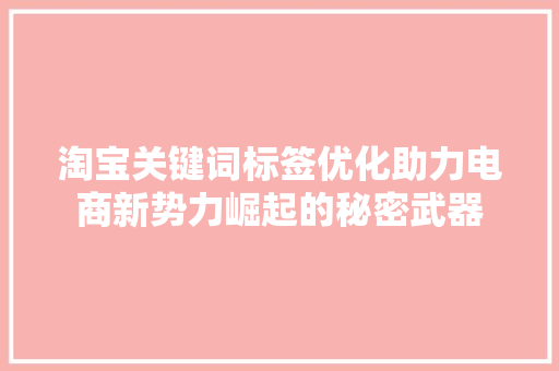 淘宝关键词标签优化助力电商新势力崛起的秘密武器