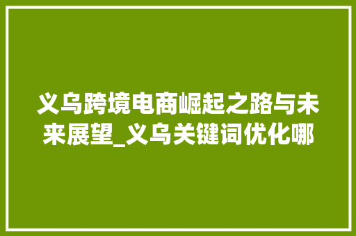 义乌跨境电商崛起之路与未来展望_义乌关键词优化哪个好