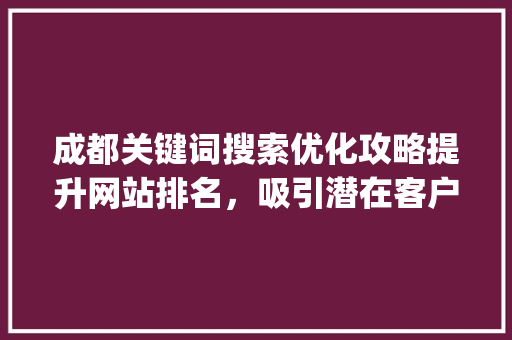 成都关键词搜索优化攻略提升网站排名，吸引潜在客户_成都关键词搜索优化咋做
