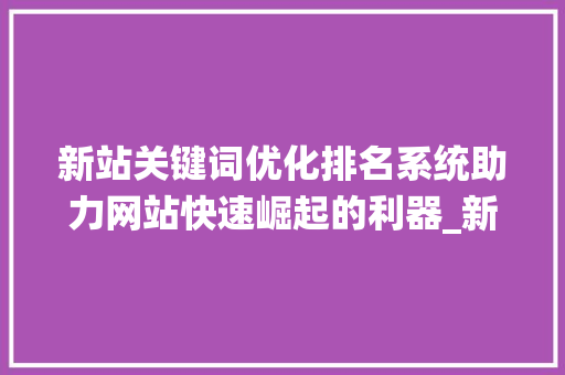 新站关键词优化排名系统助力网站快速崛起的利器_新站关键词优化排名系统