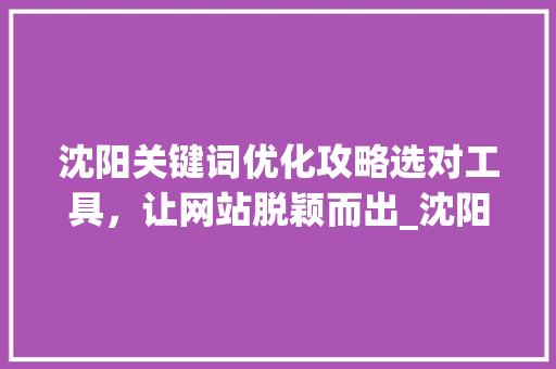 沈阳关键词优化攻略选对工具，让网站脱颖而出_沈阳关键词优化哪个好用