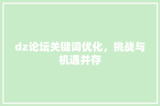 dz论坛关键词优化，挑战与机遇并存