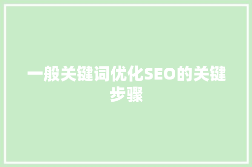 一般关键词优化SEO的关键步骤