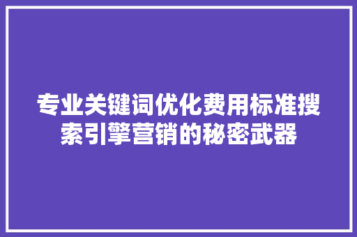 专业关键词优化费用标准搜索引擎营销的秘密武器
