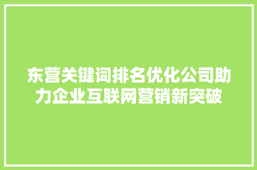 东营关键词排名优化公司助力企业互联网营销新突破