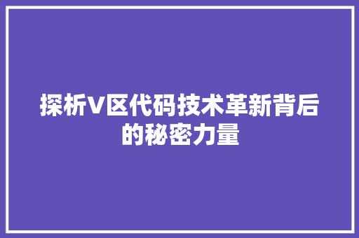 探析V区代码技术革新背后的秘密力量  第1张