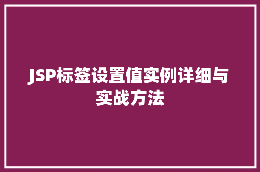JSP标签设置值实例详细与实战方法