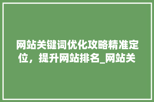 网站关键词优化攻略精准定位，提升网站排名_网站关键词在哪里优化