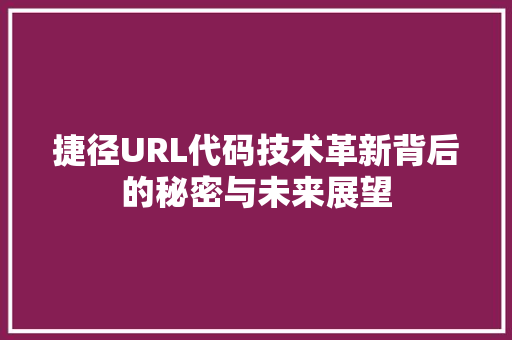 捷径URL代码技术革新背后的秘密与未来展望  第1张
