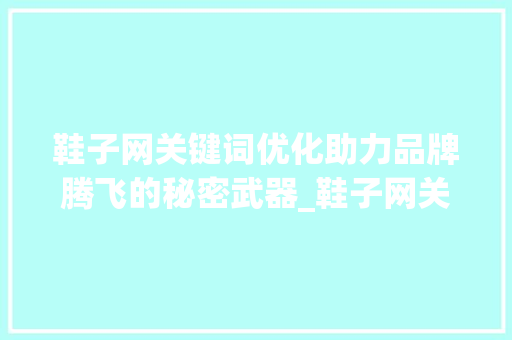 鞋子网关键词优化助力品牌腾飞的秘密武器_鞋子网关键词优化