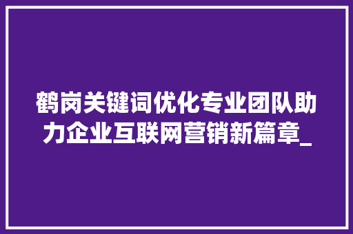 鹤岗关键词优化专业团队助力企业互联网营销新篇章_鹤岗关键词优化专业团队