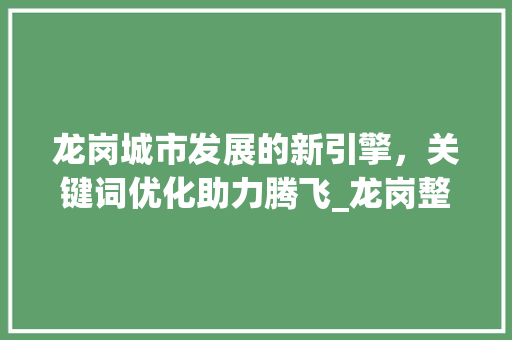 龙岗城市发展的新引擎，关键词优化助力腾飞_龙岗整站关键词优化