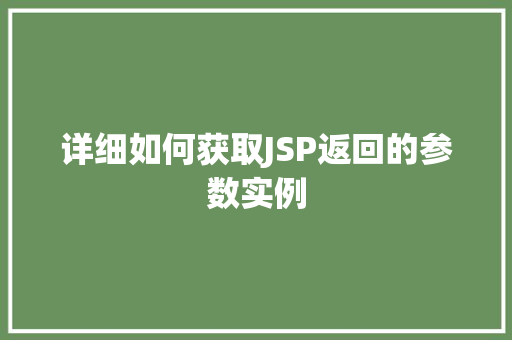 详细如何获取JSP返回的参数实例