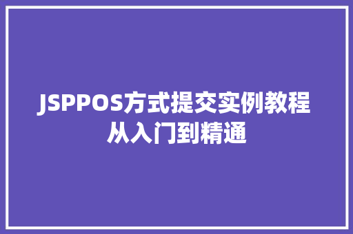 JSPPOS方式提交实例教程从入门到精通