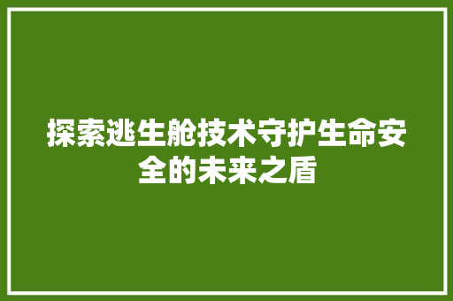 探索逃生舱技术守护生命安全的未来之盾