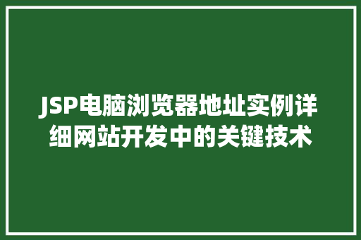 JSP电脑浏览器地址实例详细网站开发中的关键技术
