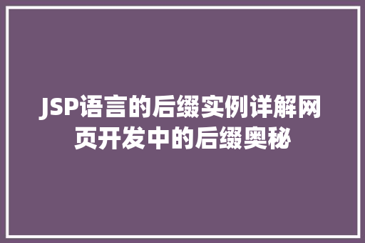 JSP语言的后缀实例详解网页开发中的后缀奥秘