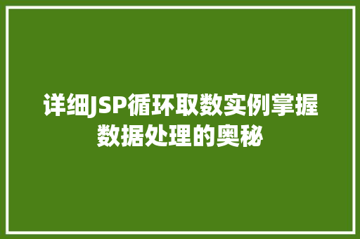 详细JSP循环取数实例掌握数据处理的奥秘