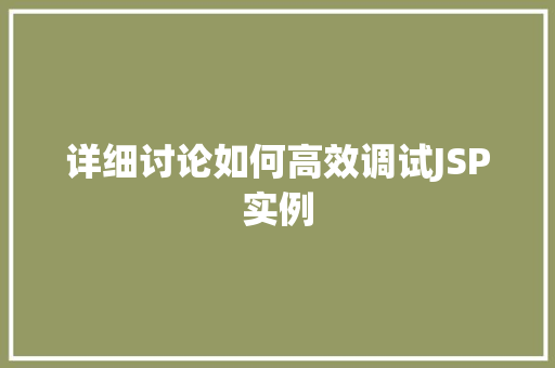 详细讨论如何高效调试JSP实例
