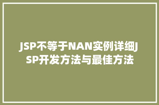 JSP不等于NAN实例详细JSP开发方法与最佳方法