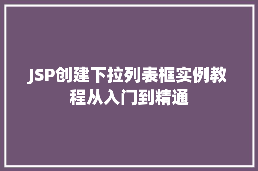 JSP创建下拉列表框实例教程从入门到精通