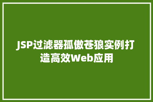 JSP过滤器孤傲苍狼实例打造高效Web应用