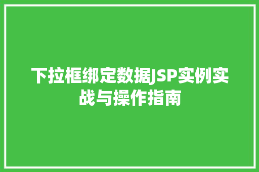 下拉框绑定数据JSP实例实战与操作指南