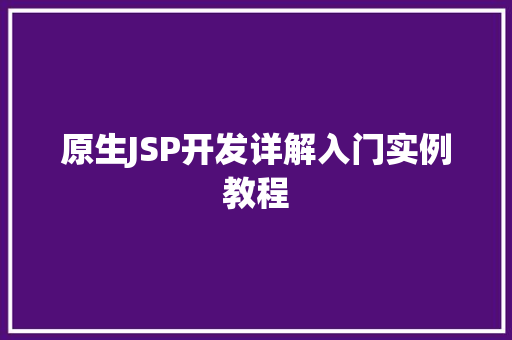 原生JSP开发详解入门实例教程