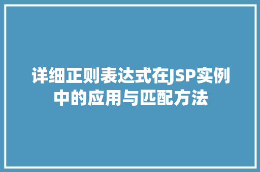 详细正则表达式在JSP实例中的应用与匹配方法