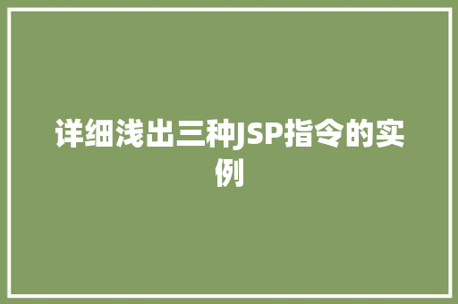 详细浅出三种JSP指令的实例 第1张 详细浅出三种JSP指令的实例 第1张