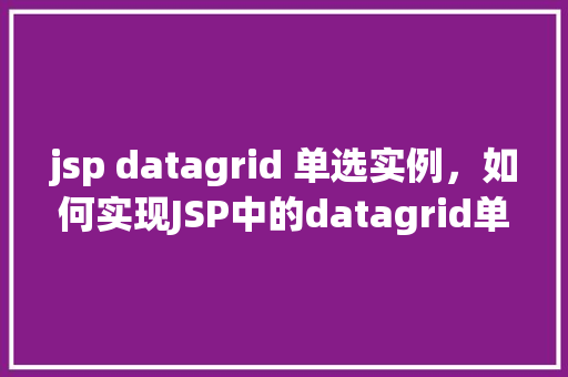 jsp datagrid 单选实例，如何实现JSP中的datagrid单选功能实例介绍