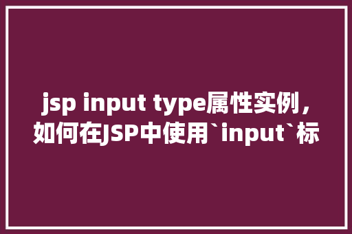 jsp input type属性实例，如何在JSP中使用`input`标签的`type`属性实例讲解