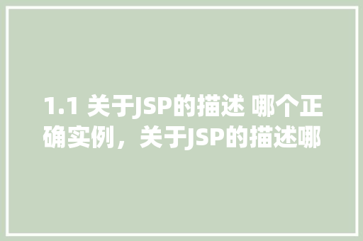 1.1 关于JSP的描述 哪个正确实例，关于JSP的描述哪个正确实例