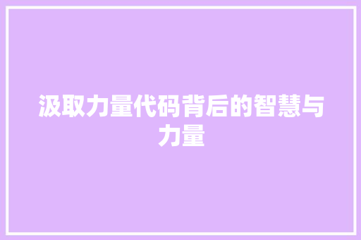 汲取力量代码背后的智慧与力量