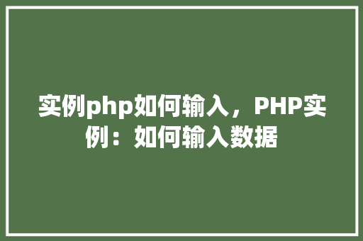 实例php如何输入，PHP实例：如何输入数据