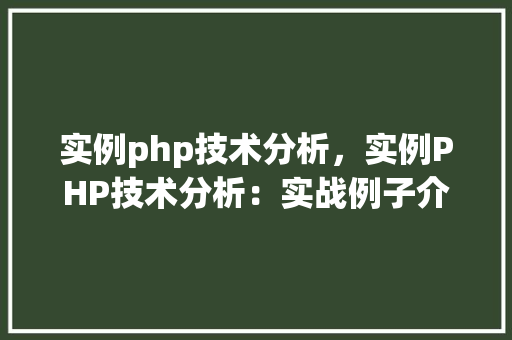 实例php技术分析,实例PHP技术分析:实战例子介绍 第1张 实例php技术分析,实例PHP技术分析:实战例子介绍 第1张